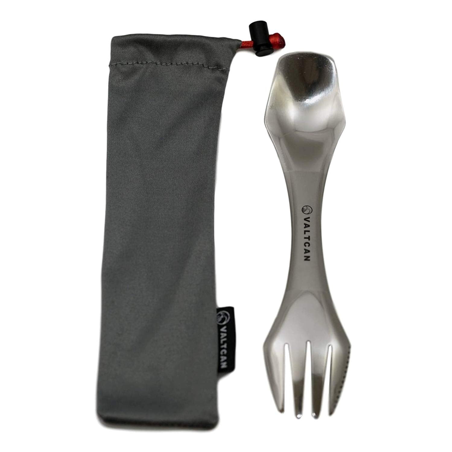 Valtcan Titanium Spork with Polished Ends - Ultra Light for Mess Kit Camping Utensils 24g