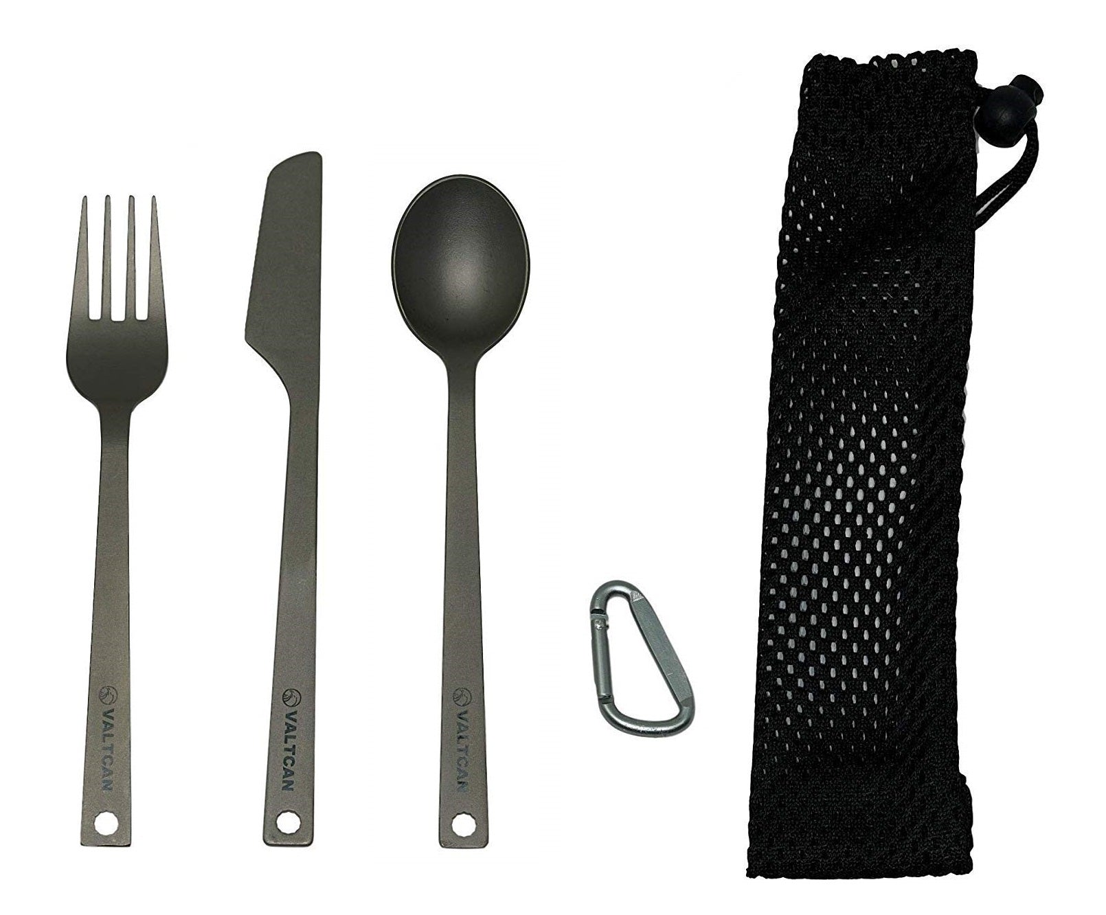 Valtcan 3 Piece Titanium Camping Flatware Fork Spoon Solid Set 42g