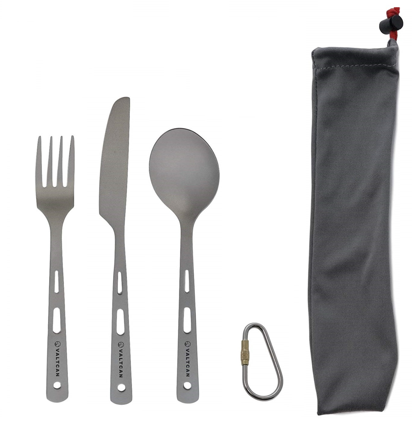 Valtcan 3 Piece Titanium Camping Flatware Ultra Light Utensils 45.5g