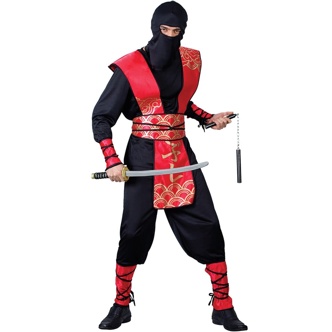 Mens Ninja Master Martial Arts Fancy Dress Halloween Costume