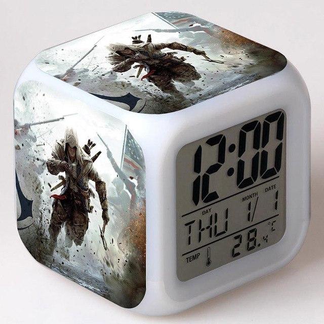 Alarm Clock Glowing Colorful Touch Light Movie Figurine Assassins Creed