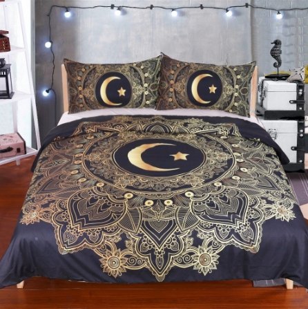 Black Dark Blue Bedding Set