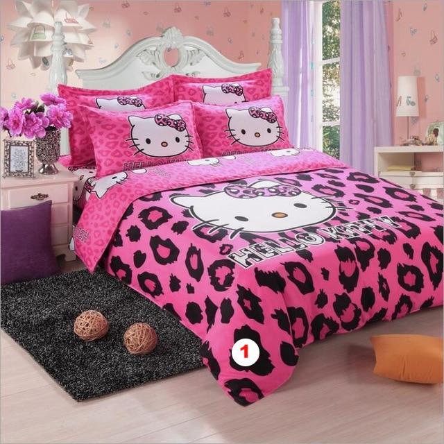 Hello Kitty Bedding Sets Duvet Cover Sets Soft Polyester Bed Linen Flat Bed Sheet