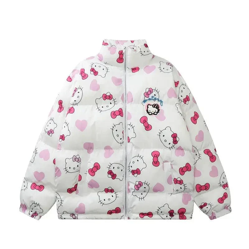 Hello Kitty Jacket Kawaii Womens Cotton Clothing Cartoon Fashion Cute Girl Warm Clothes