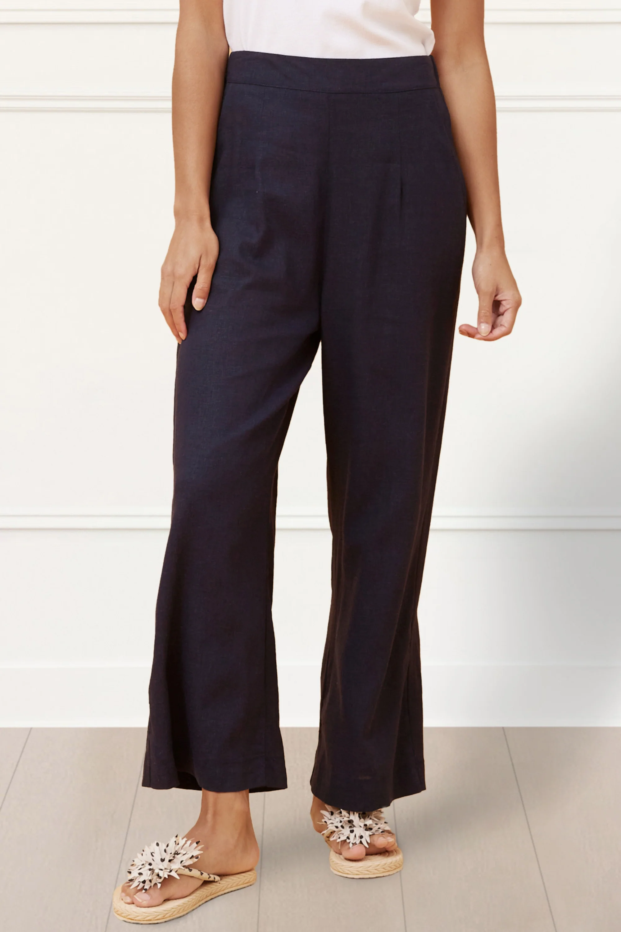 Aria Pants  Linen Wide Leg Pockets Elastic Back