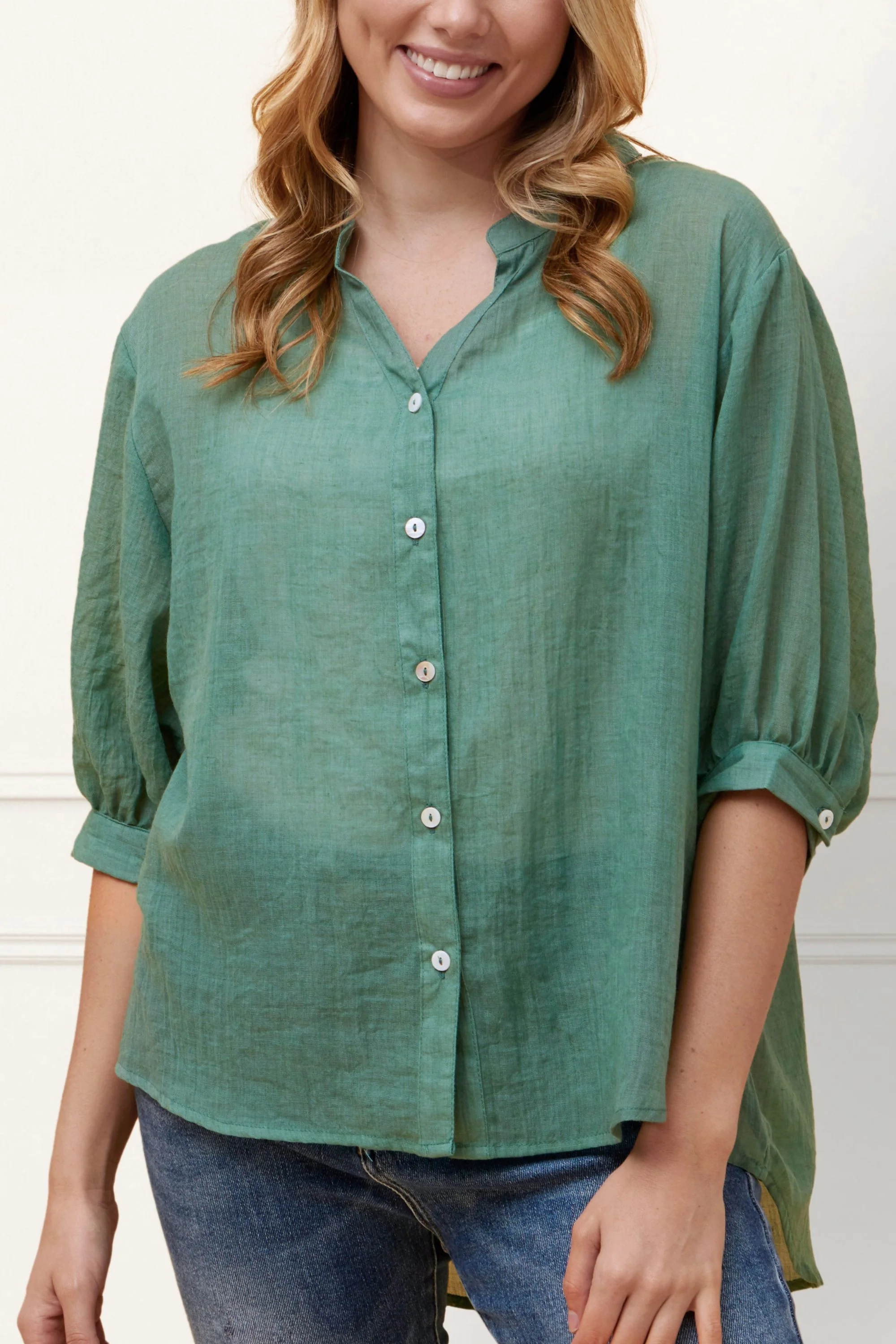 Roxanne Oversized Semi-Sheer Shirt Blouse Solid