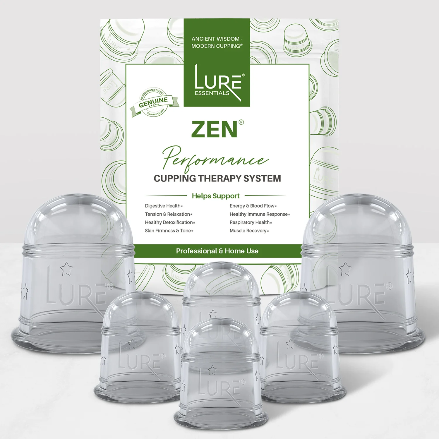 ZEN Cupping Therapy Set - 6 Cups, Clear