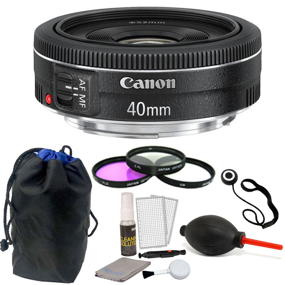 Canon EF 40mm f/2.8 STM Pancake Lens w/ UV CPL FLD Kit Original Retail Box