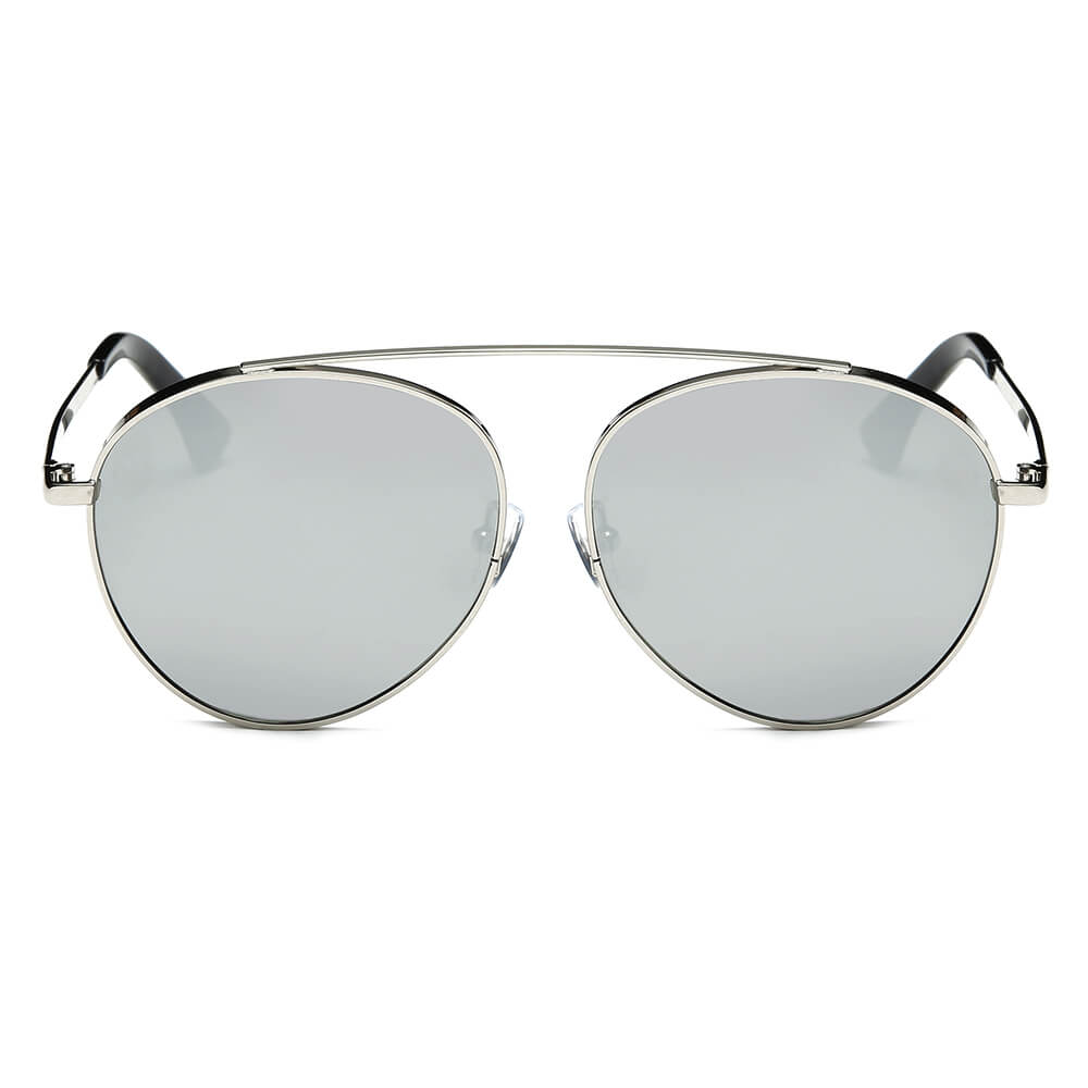 CA08 - Retro Mirrored Lens Teardrop Aviator Sunglasses