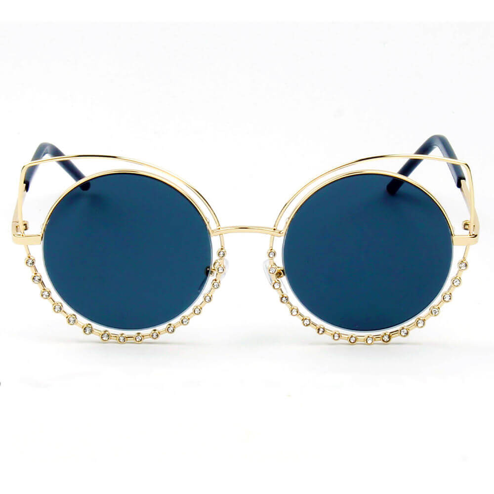 A21 Women Pearl-Studded Cut-Out Cat Eye Sunglasses