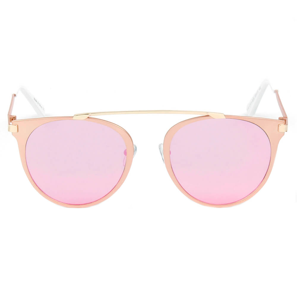 A18 Modern Horn Rimmed Metal Frame Round Sunglasses