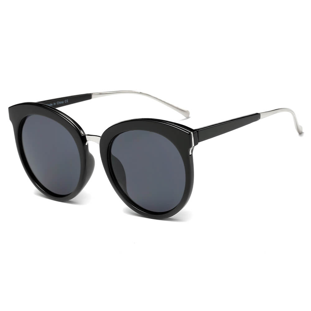 CD06 Women's Oversize Mirrored Lens Horned Rim Sunglasses