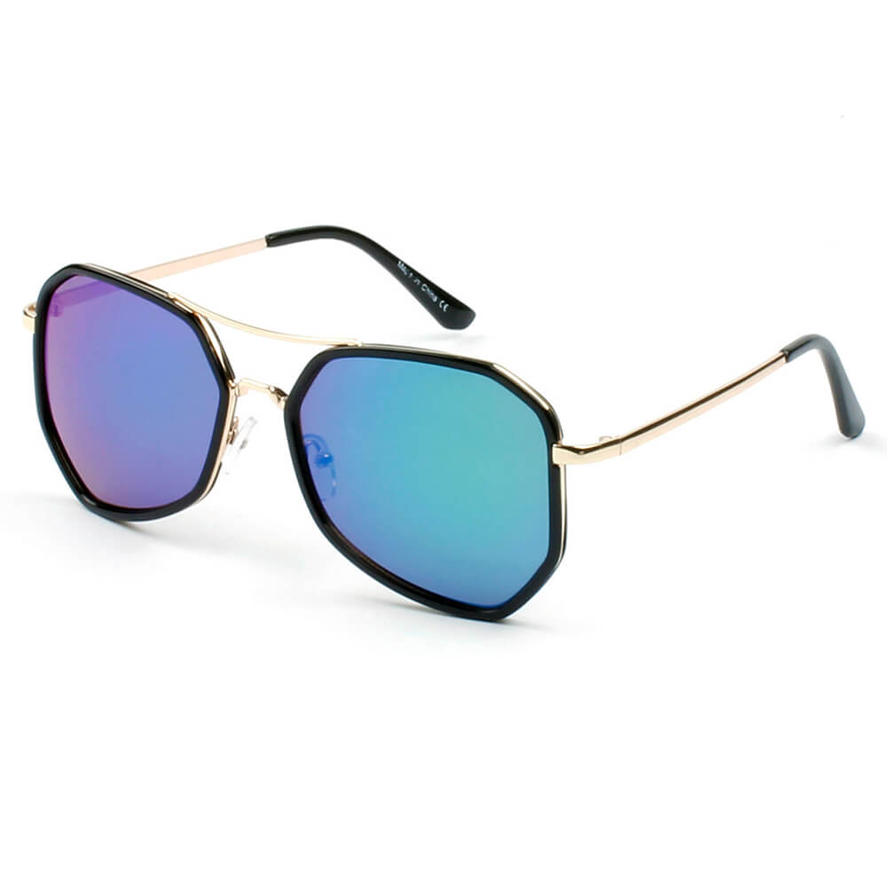 CD13 - Modern Hexagonal Metal Frame Sunglasses