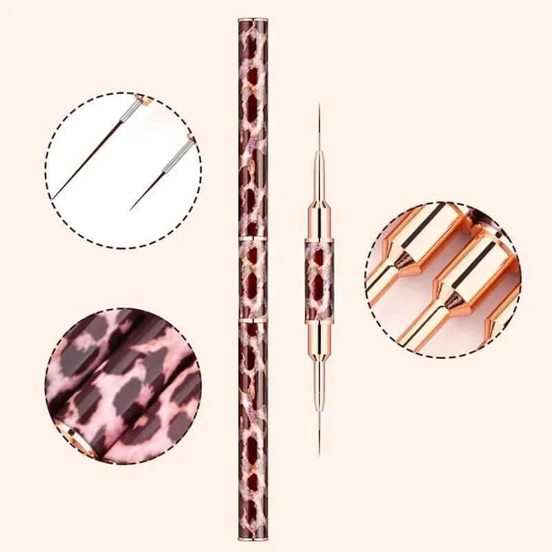 Leopard Print Double Head Nail Art Liner Brush
