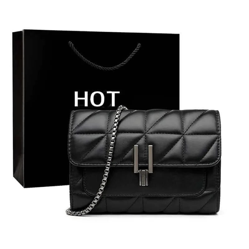 Luxury Black Leather Crossbody Bag