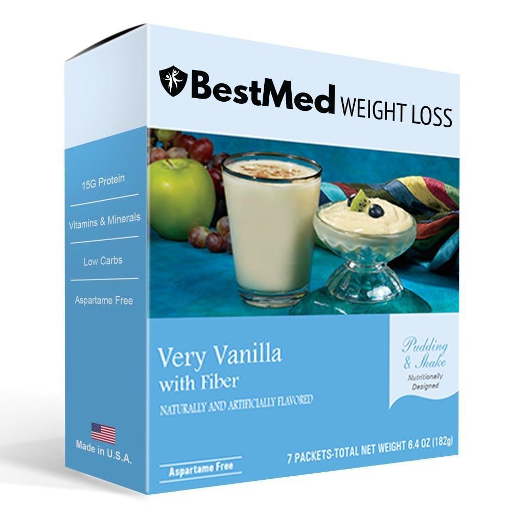 BestMed Pudding & Shake, Aspartame Free, Very Vanilla with Fiber (7ct)