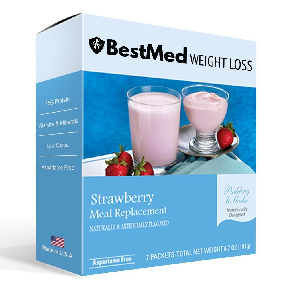 BestMed Pudding & Shake, Aspartame Free, Strawberry (7ct)