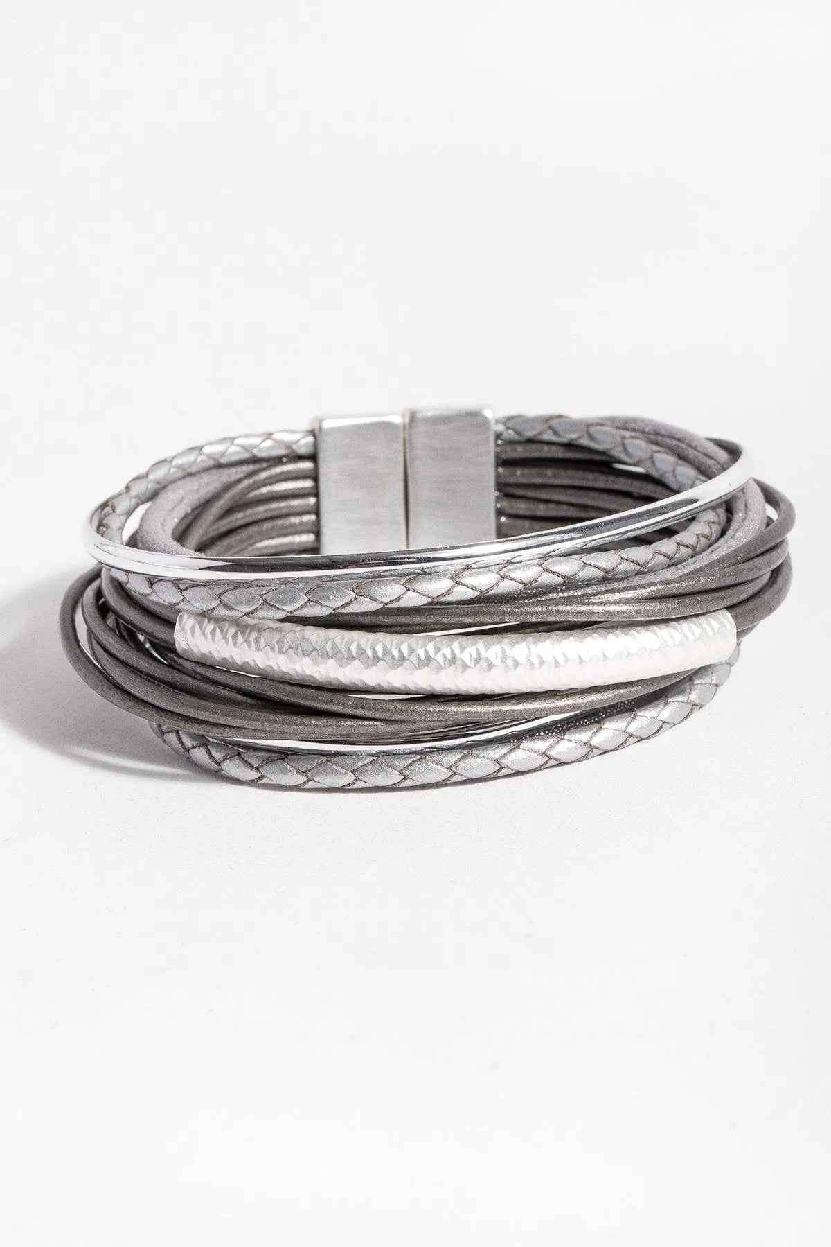 Multi Strand Shimmer Leather Bracelet