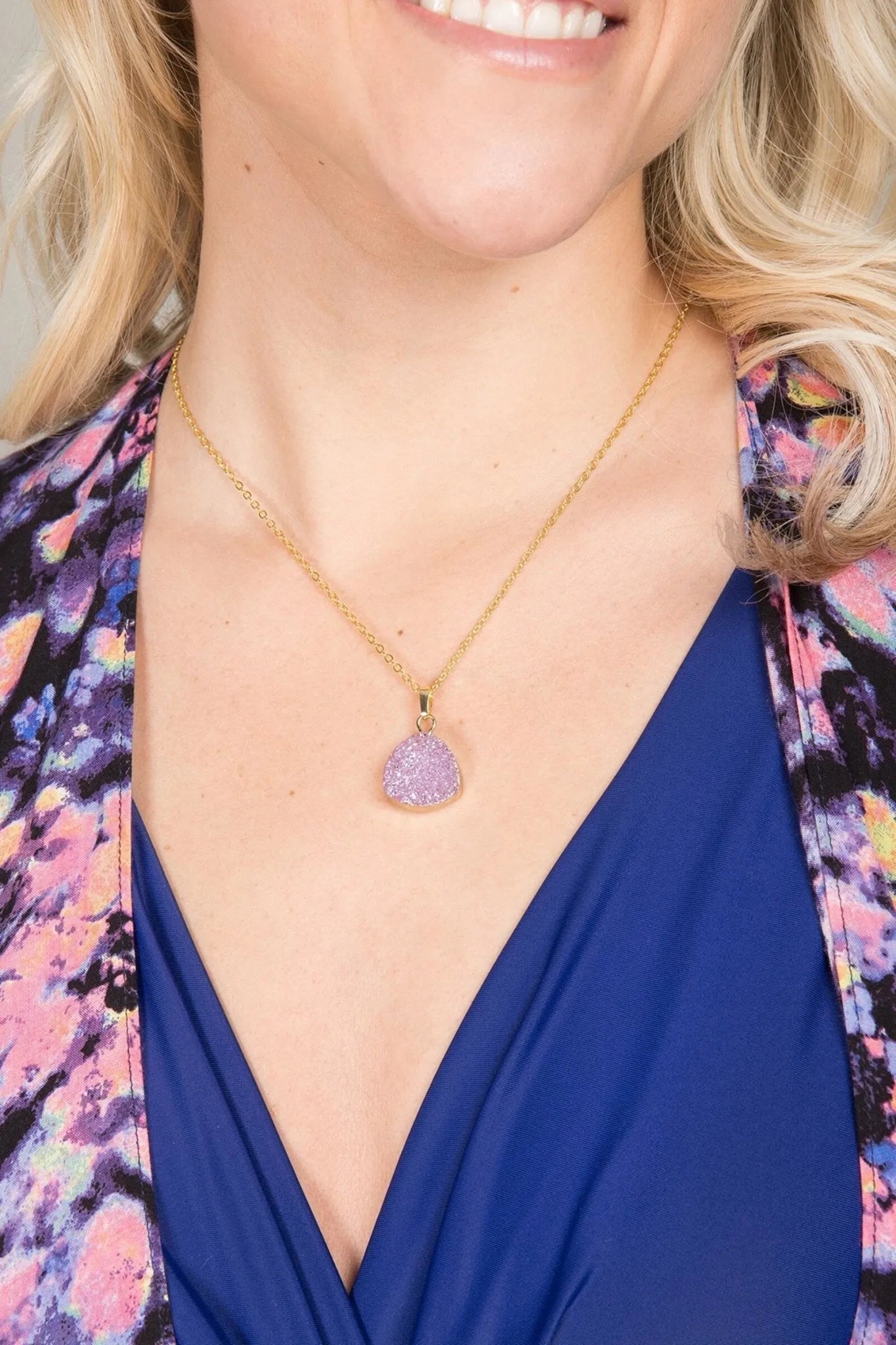 Triangle Pendant Druzy Necklace