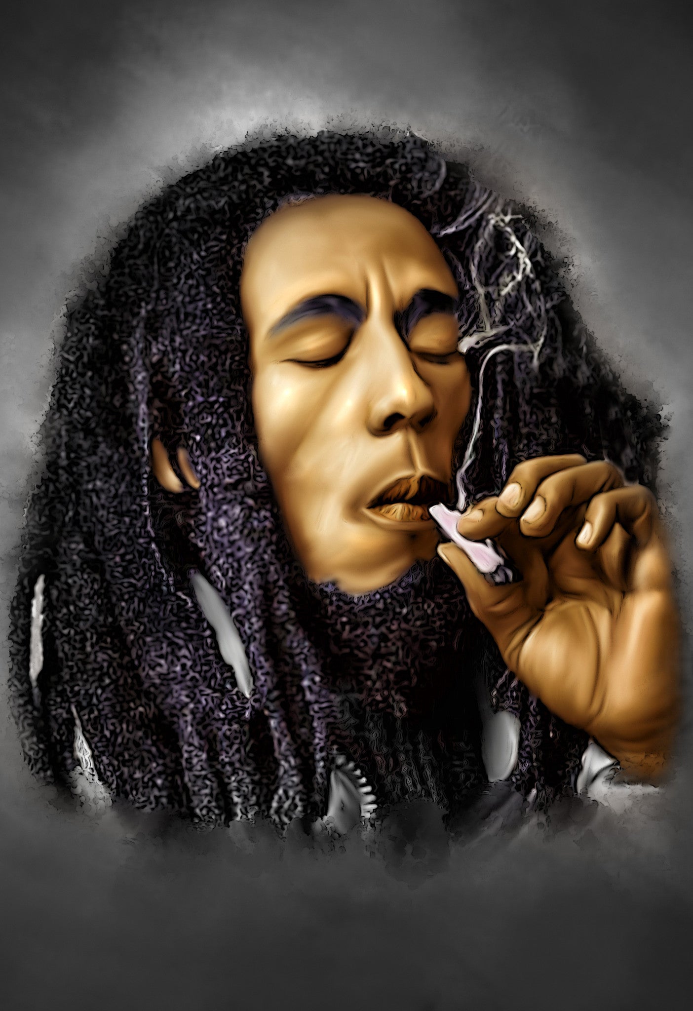Bob Marley Smoking Digital Painting