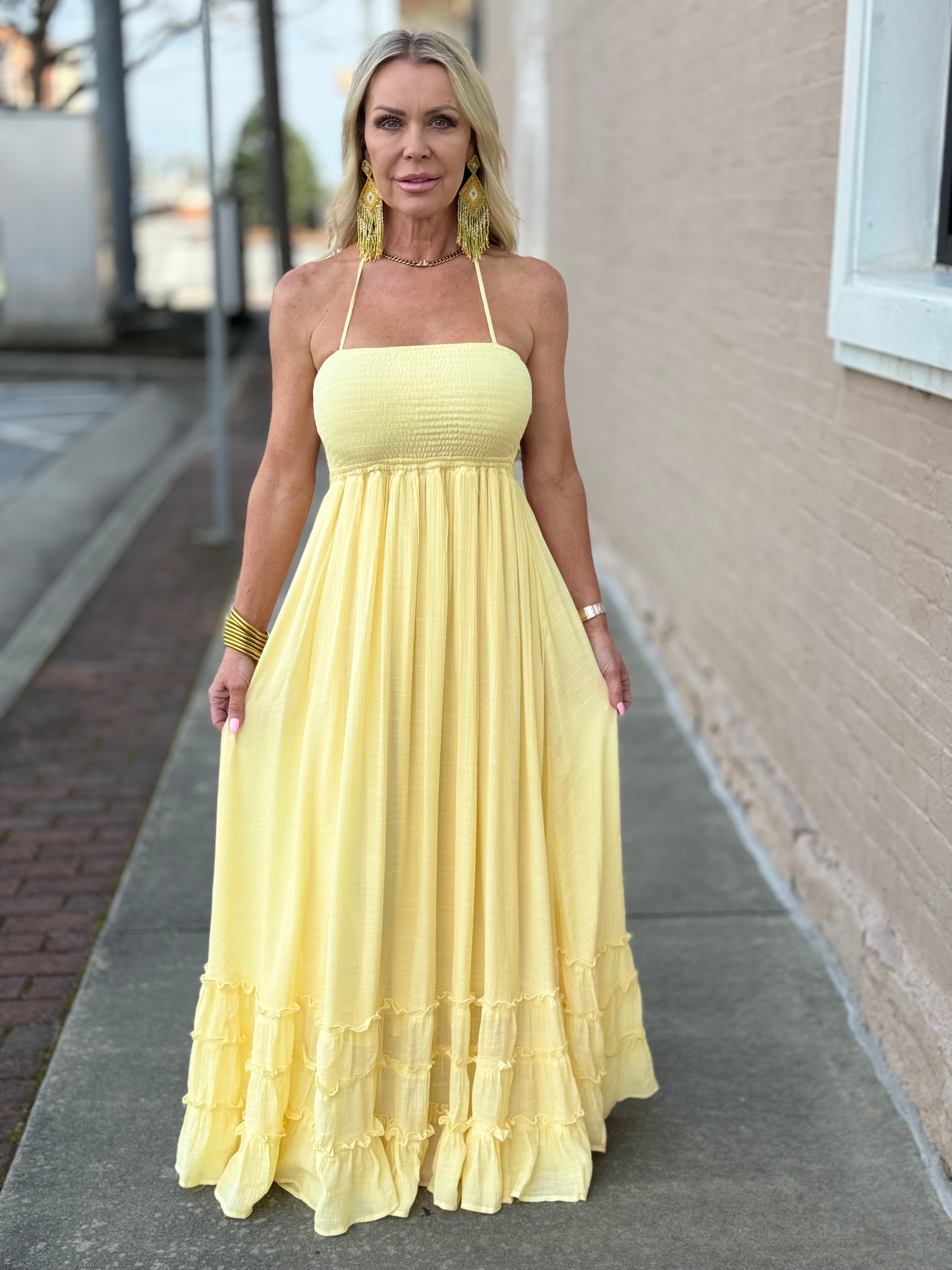 Open Back Halter Maxi Dress