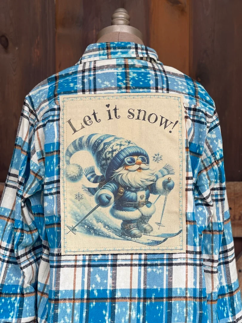 LET IT SNOW! Holiday Flannel- Distressed Icicle Blue