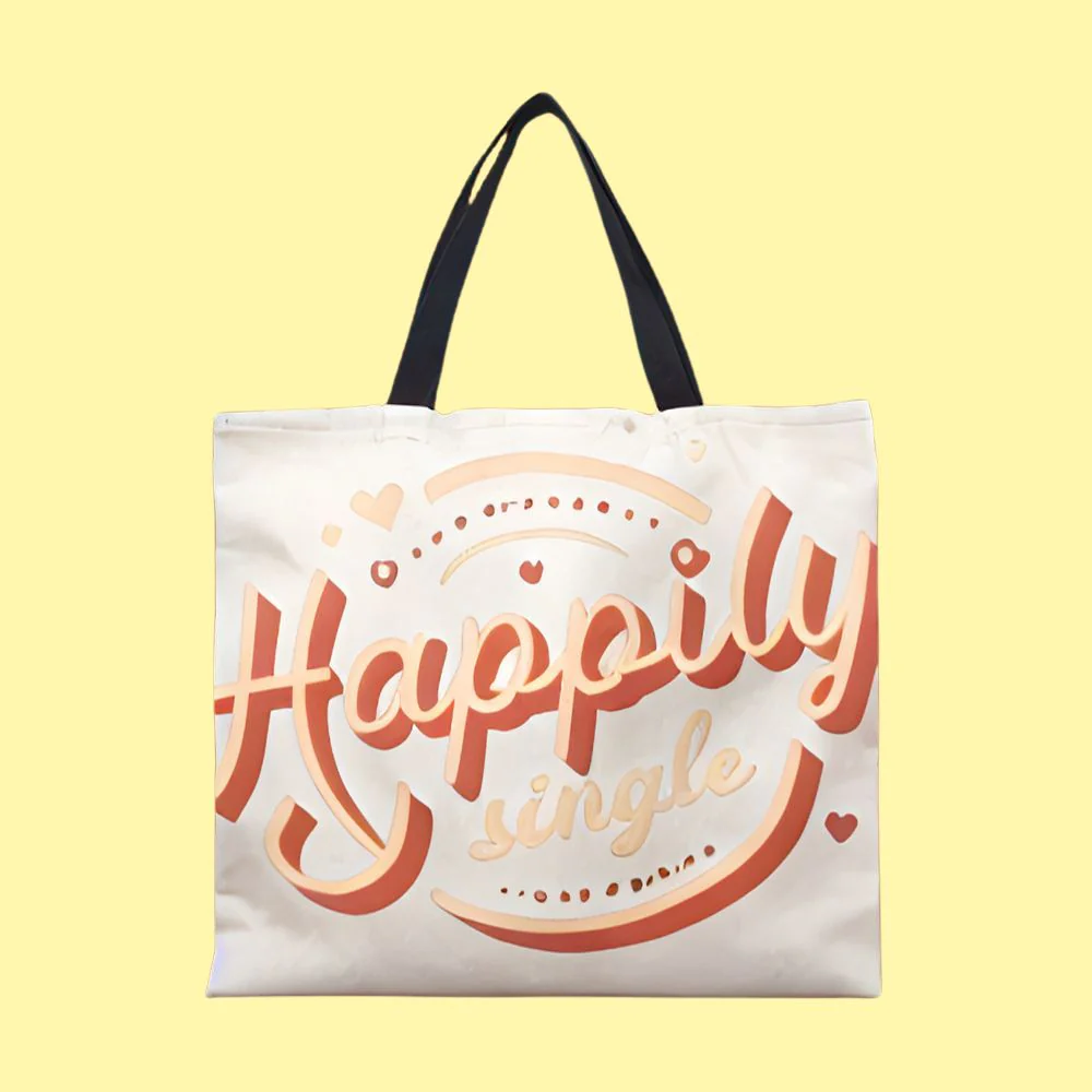 Happily Single Large Canvas Tote Bag