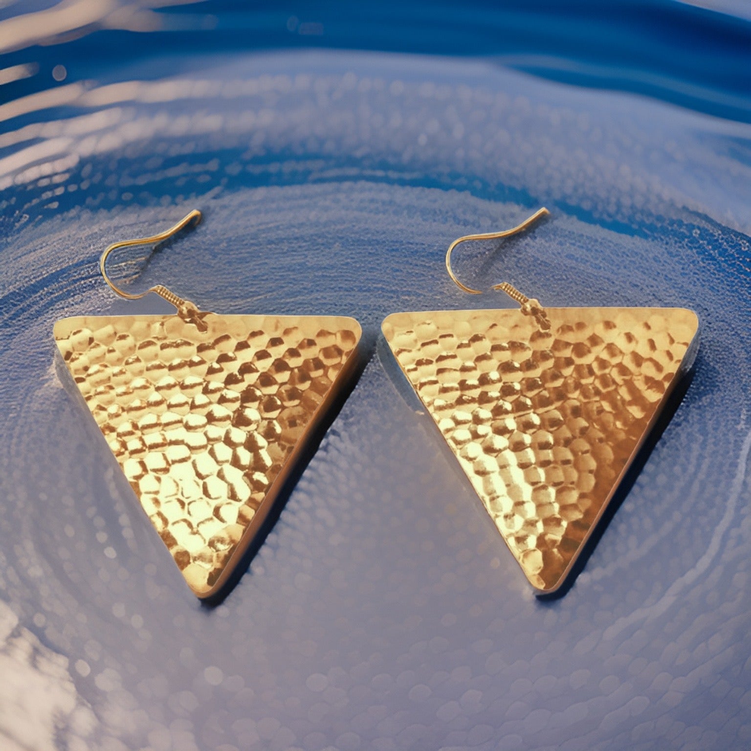 Hammered Triangle Dangle Earrings