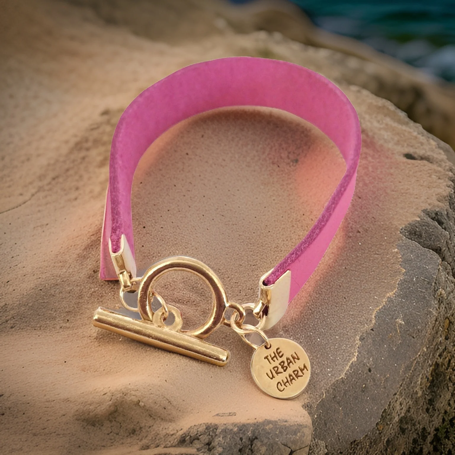 The Urban Charm Pink Leather Color Band Bracelet