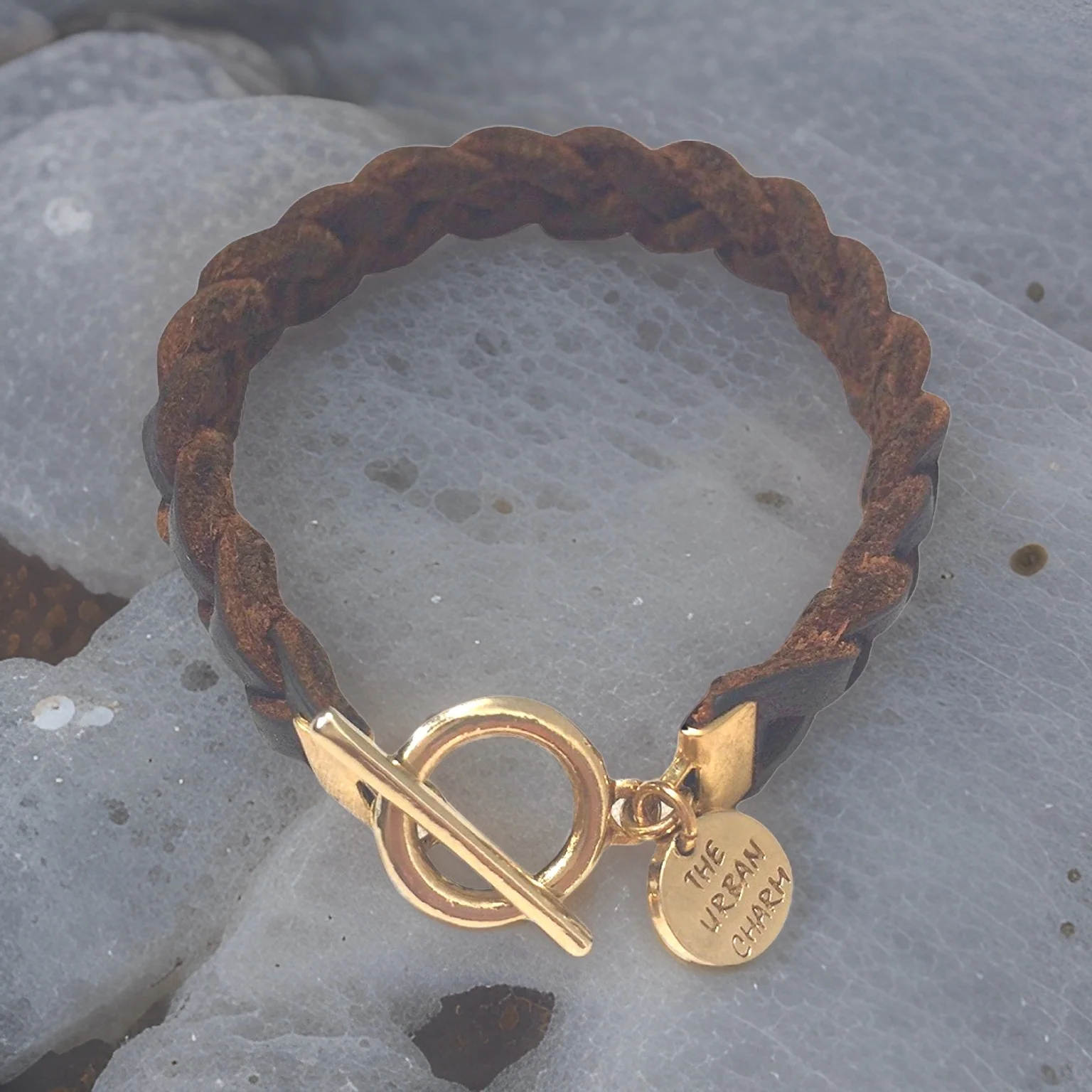 Brown Braided Wrap GenuineLeather Bracelet