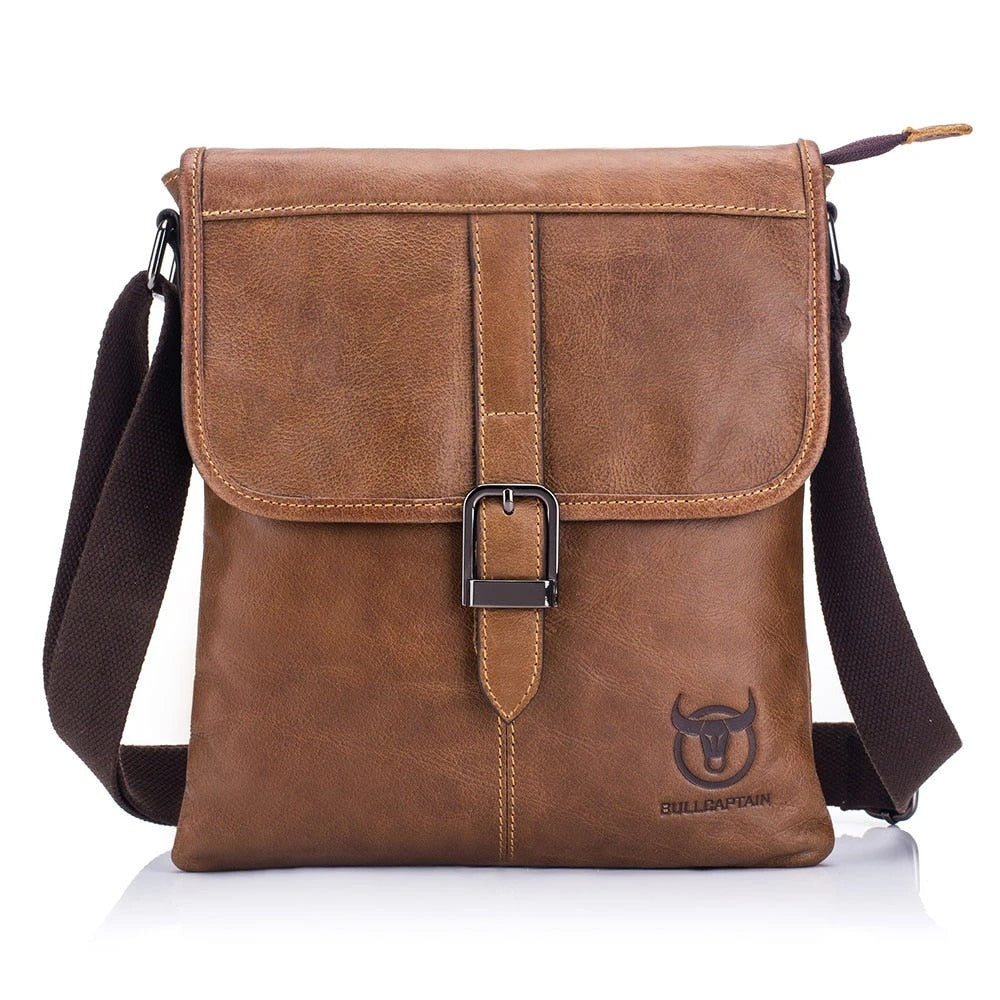 BULLCAPTAIN Casual Small Men Bag Genuine Leather Shoulder Messenger Bag