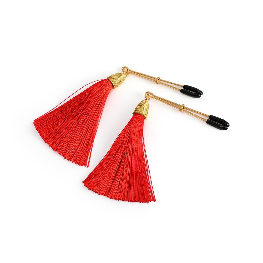 Nipple Clips Red Tassels