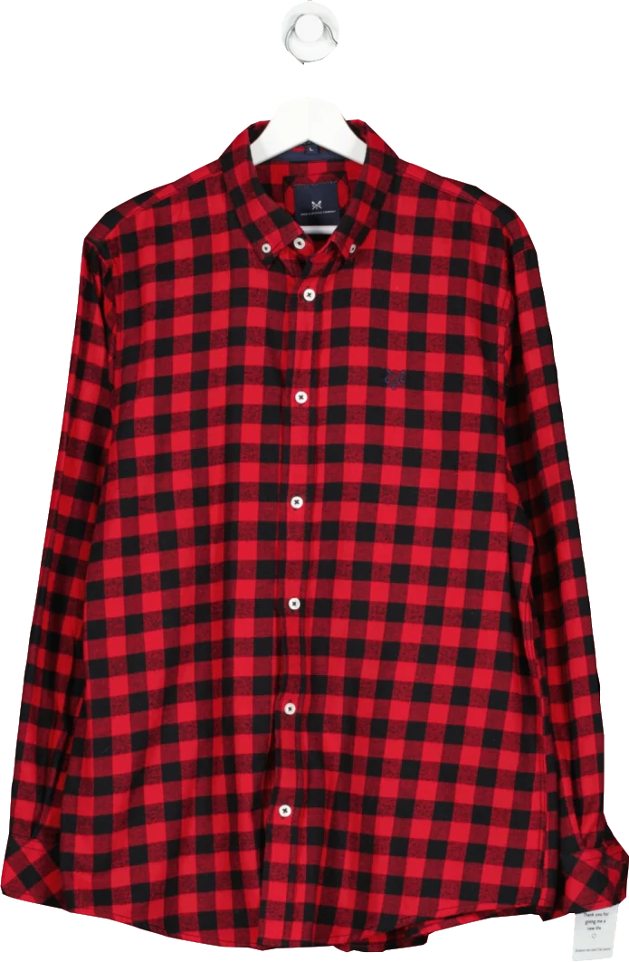 Crew Clothing Red Flannel Checked  Slim Fit Shirt UK L