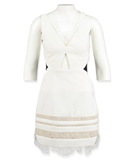 Three Floor White Midi Dress with Lace UK 10