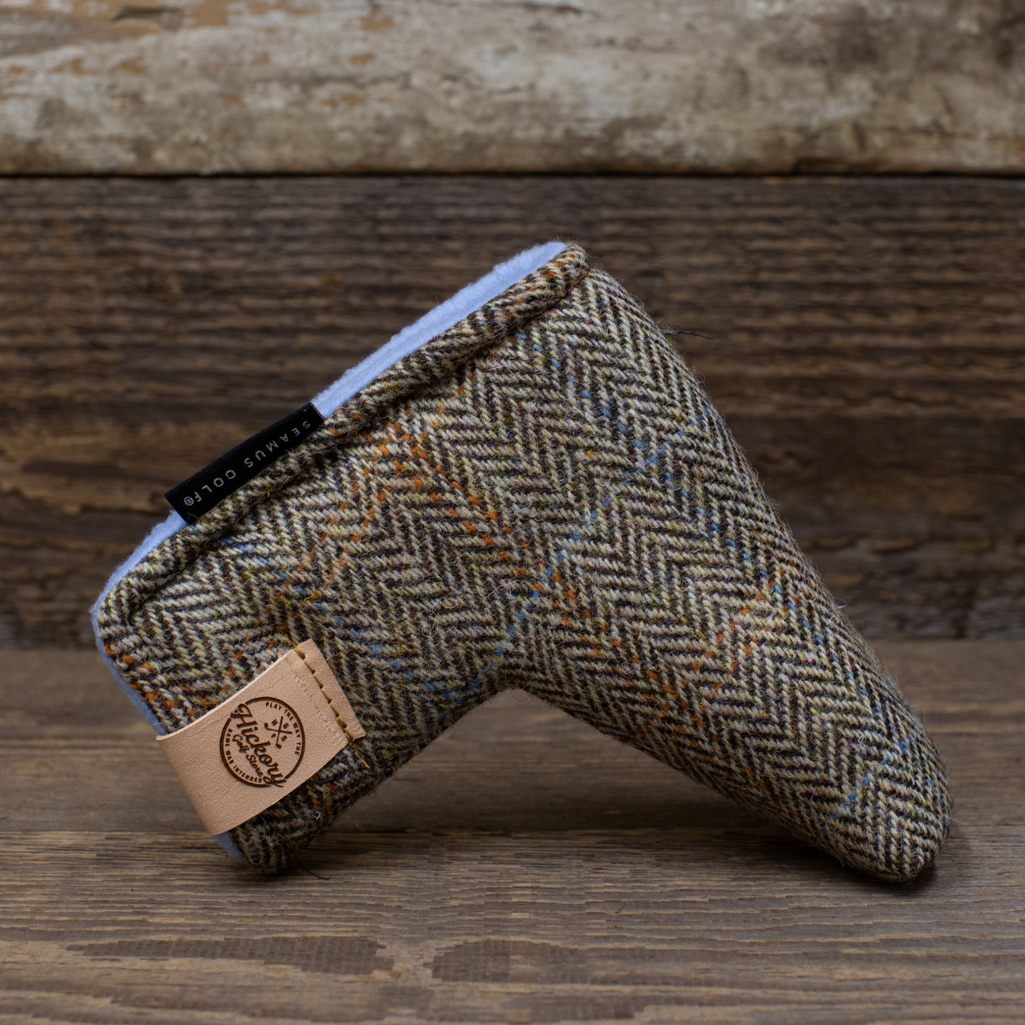 Seamus Golf - Blade Putter Head Cover made from Glen Plaid Harris Tweed Wool with Magnet Closure