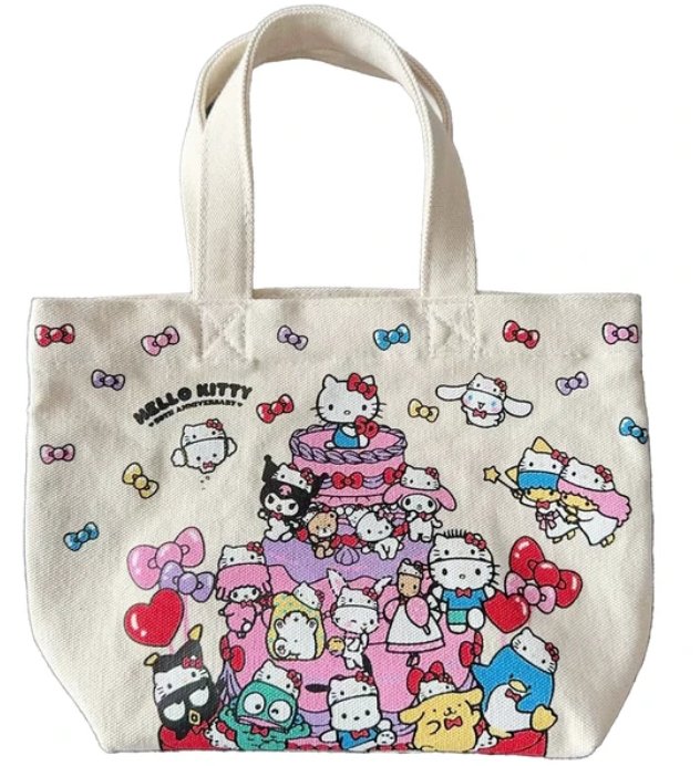 Hello Kitty 50th Anniversary Canvas Lunch Bag [Cake Pattern] Sanrio Characters Special Edition