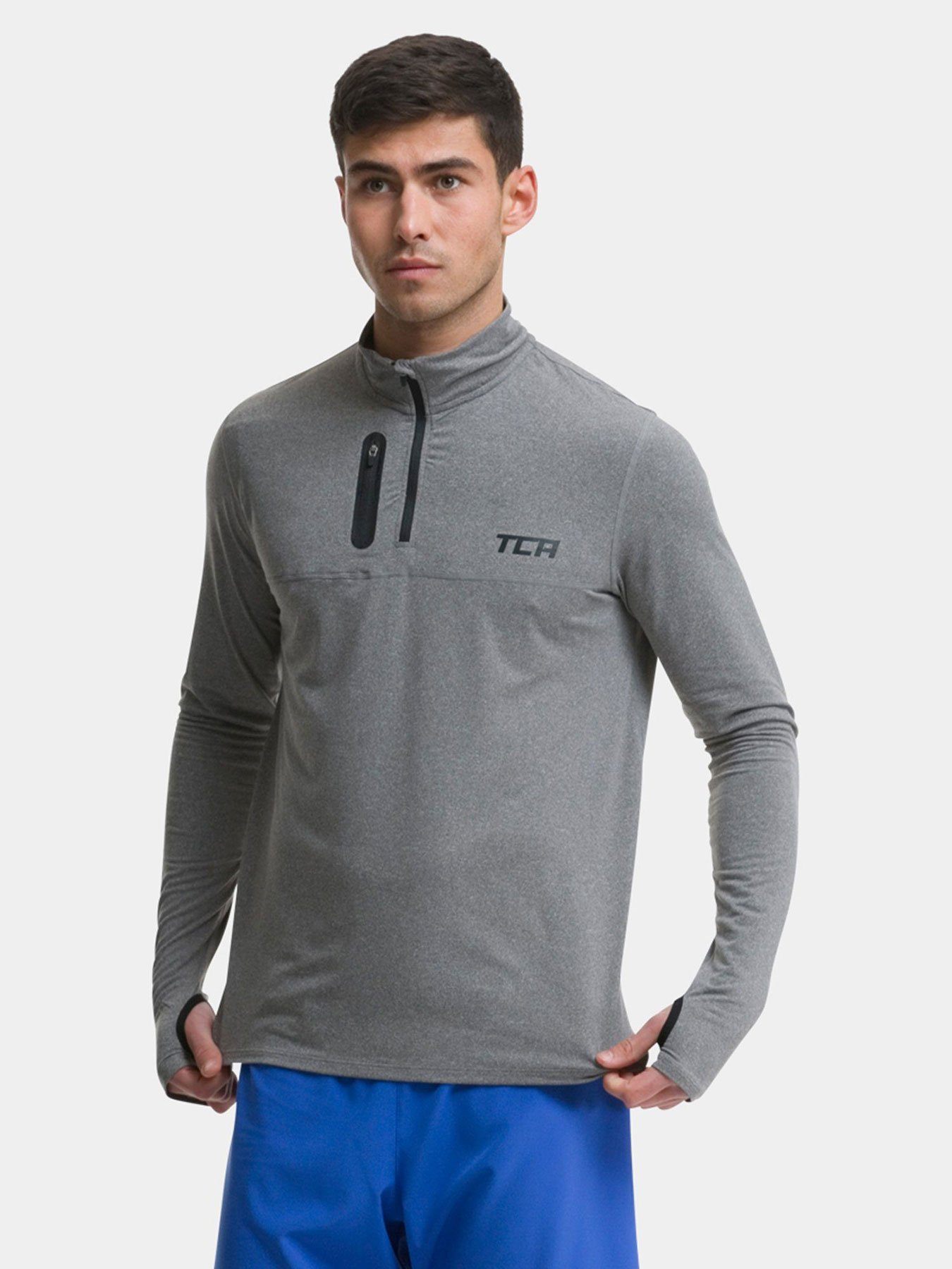 Fusion Half Zip Running Top For Men With Thumbholes & Chest Zip Pocket