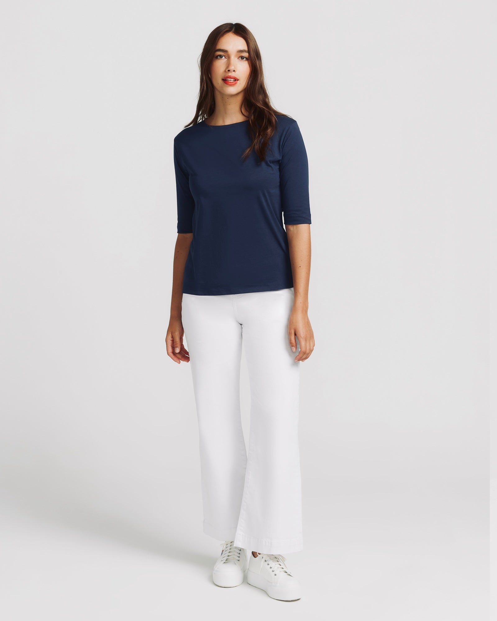 The Birkin Basic Bleu Tee - Boat Neck