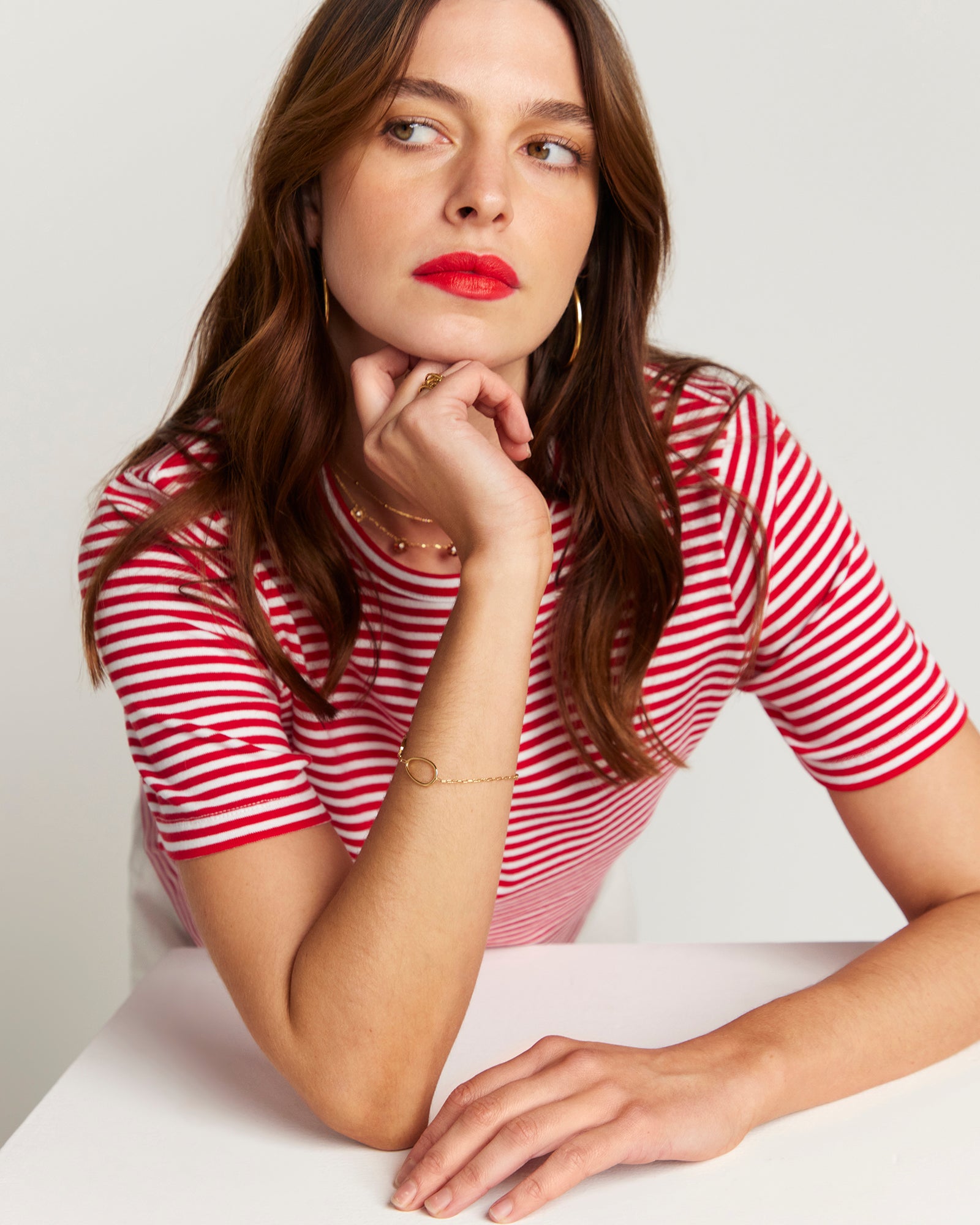 Red and white stripe T-shirt