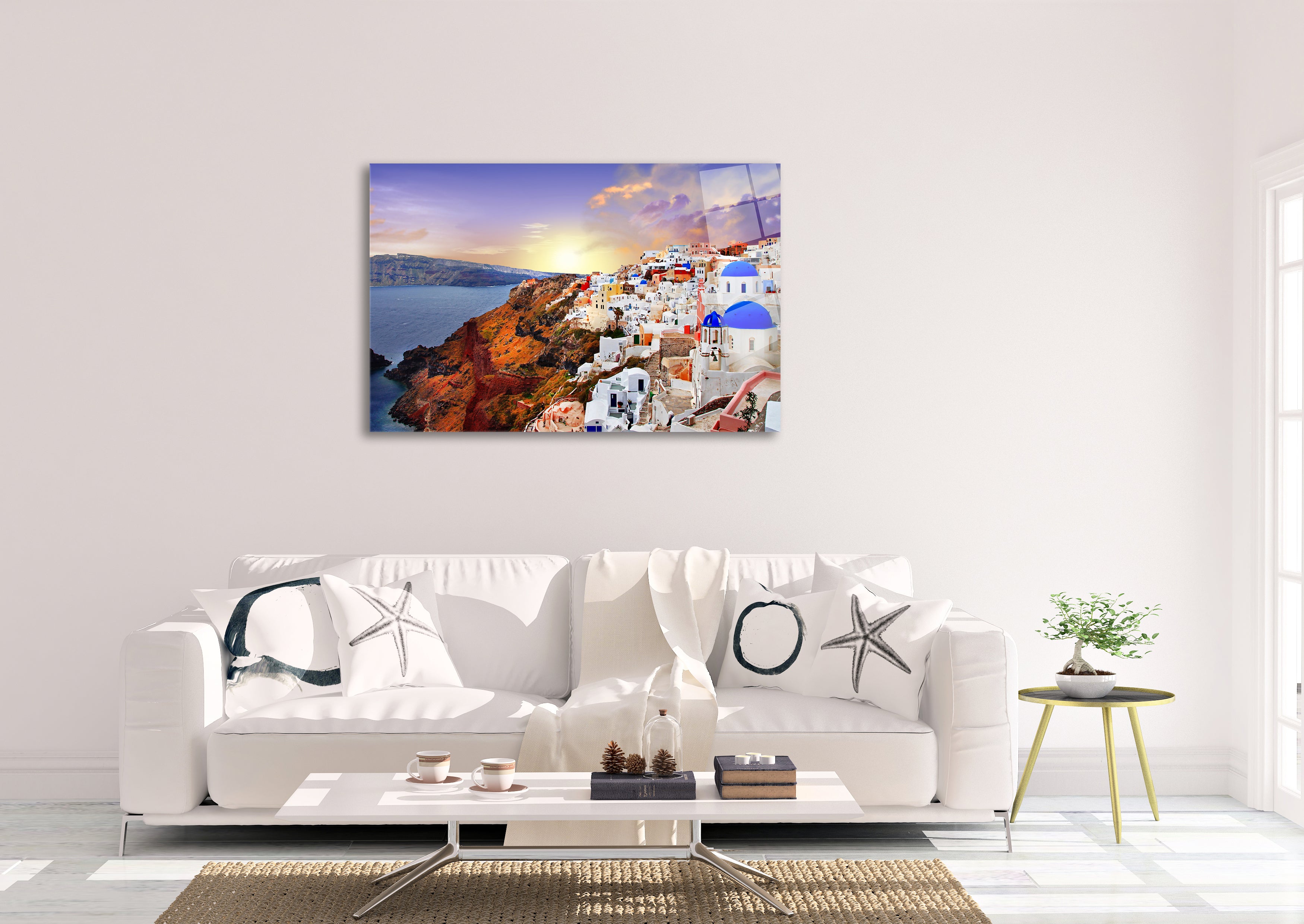 Santorini Purple Sky HD Metal Wall Art