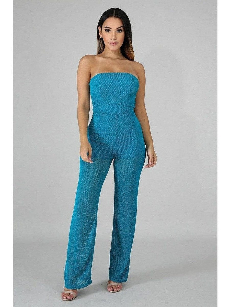 Teal Tube Jumpsuit