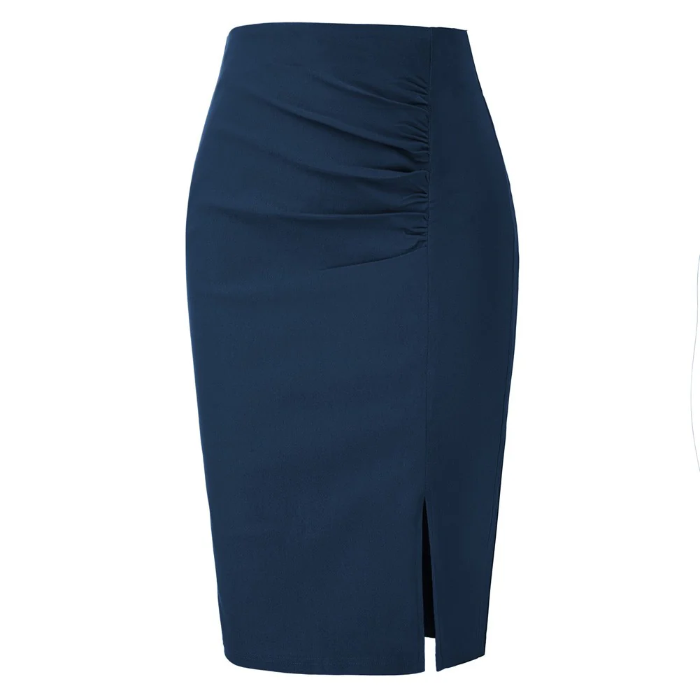 Seckill Offer⌛Pleated High Waist Hips-Wrapped Waist Side Split Back Zipper Pencil Skirt