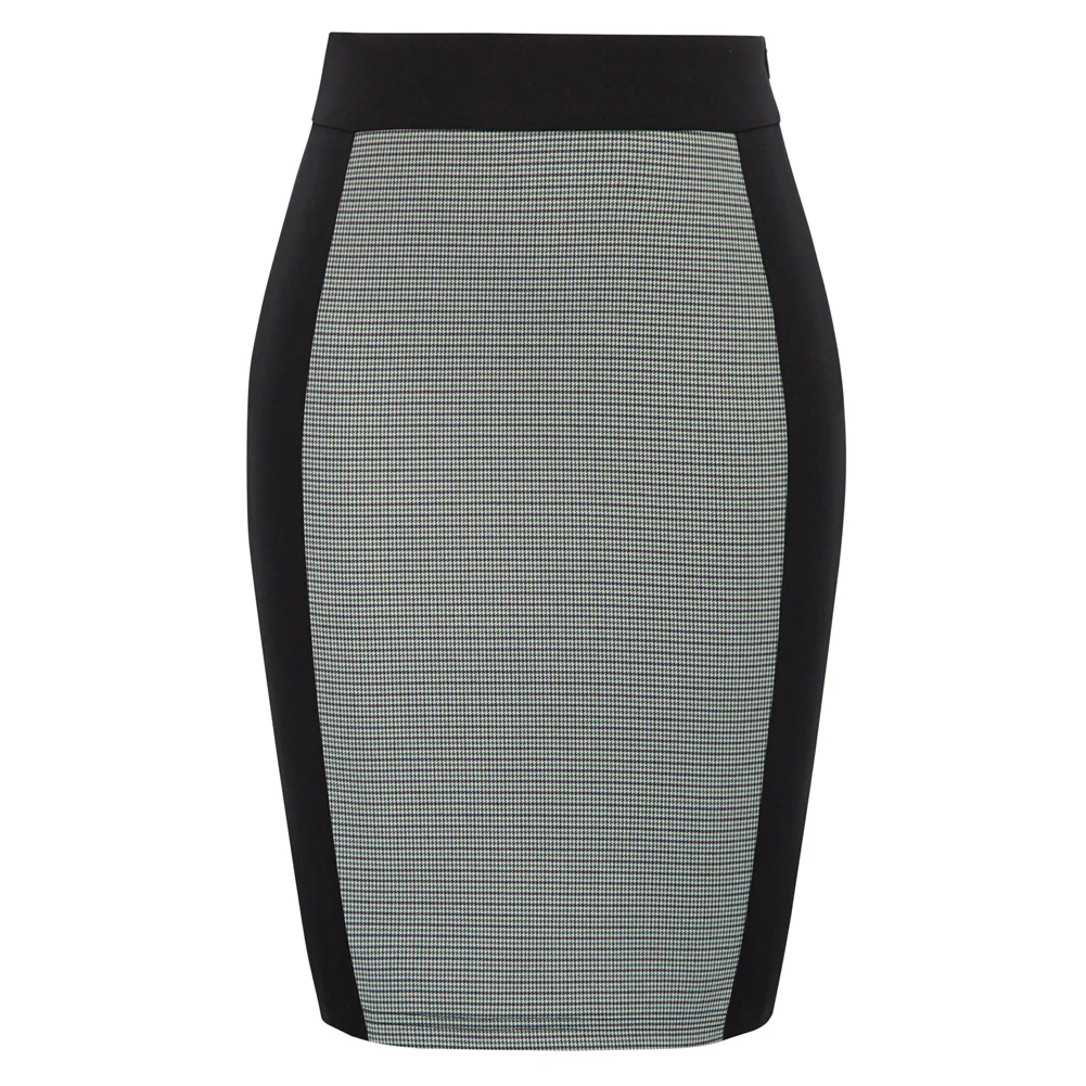 High Waist Hips-Wrapped Contrast Color Pencil Skirt