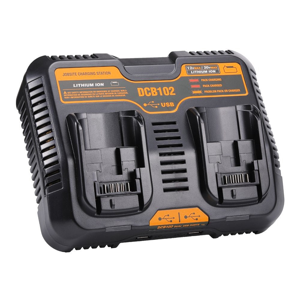 For Dewalt 12V & 20V Max Battery Charger DCB102 | With Dual Port