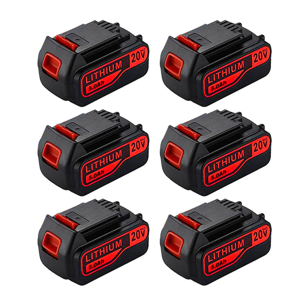 For Black and Decker 20V Battery 5Ah | LBXR2040 Lithium Battery 6 Pack