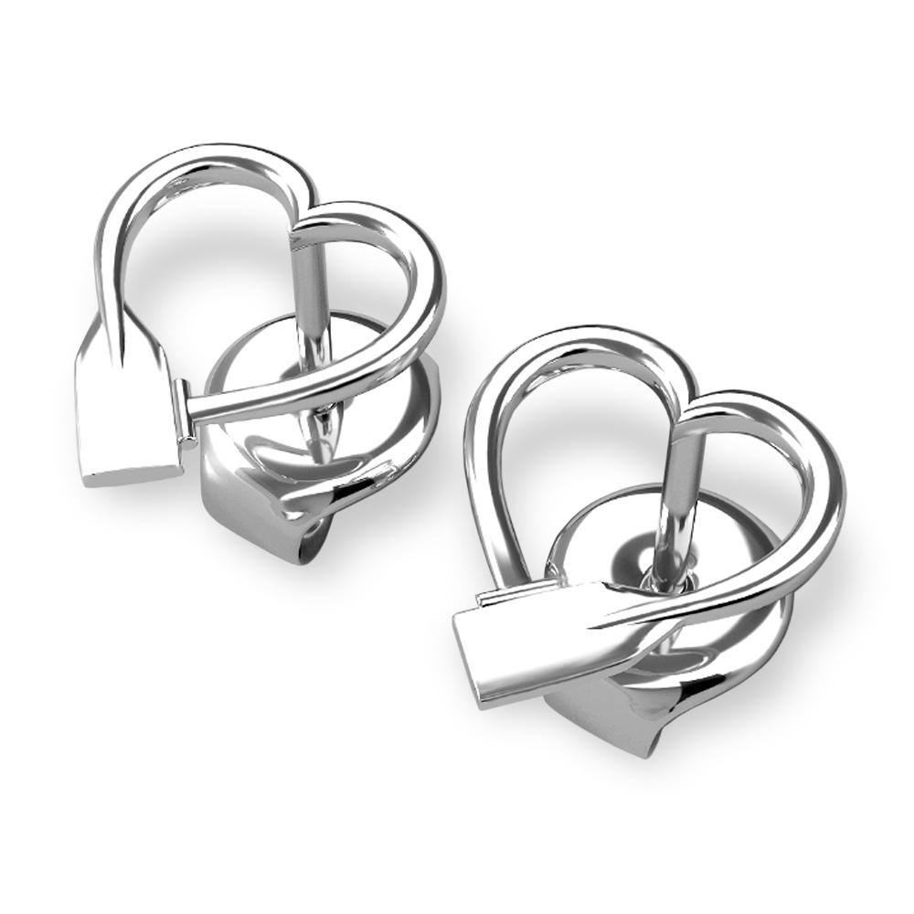 Canoe Paddle Heart Stud Earrings