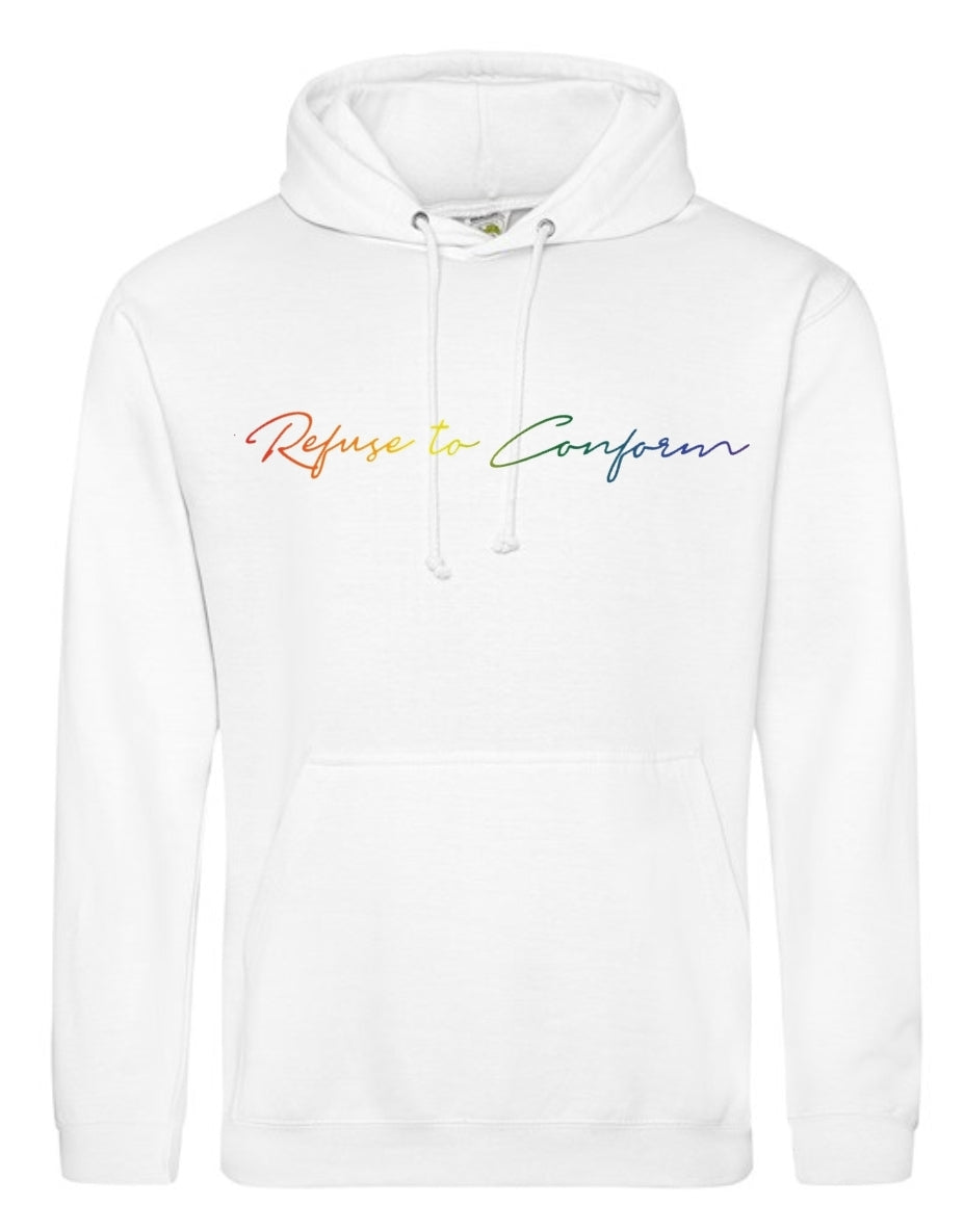 WHITE RAINBOW SIGNATURE HOODIE