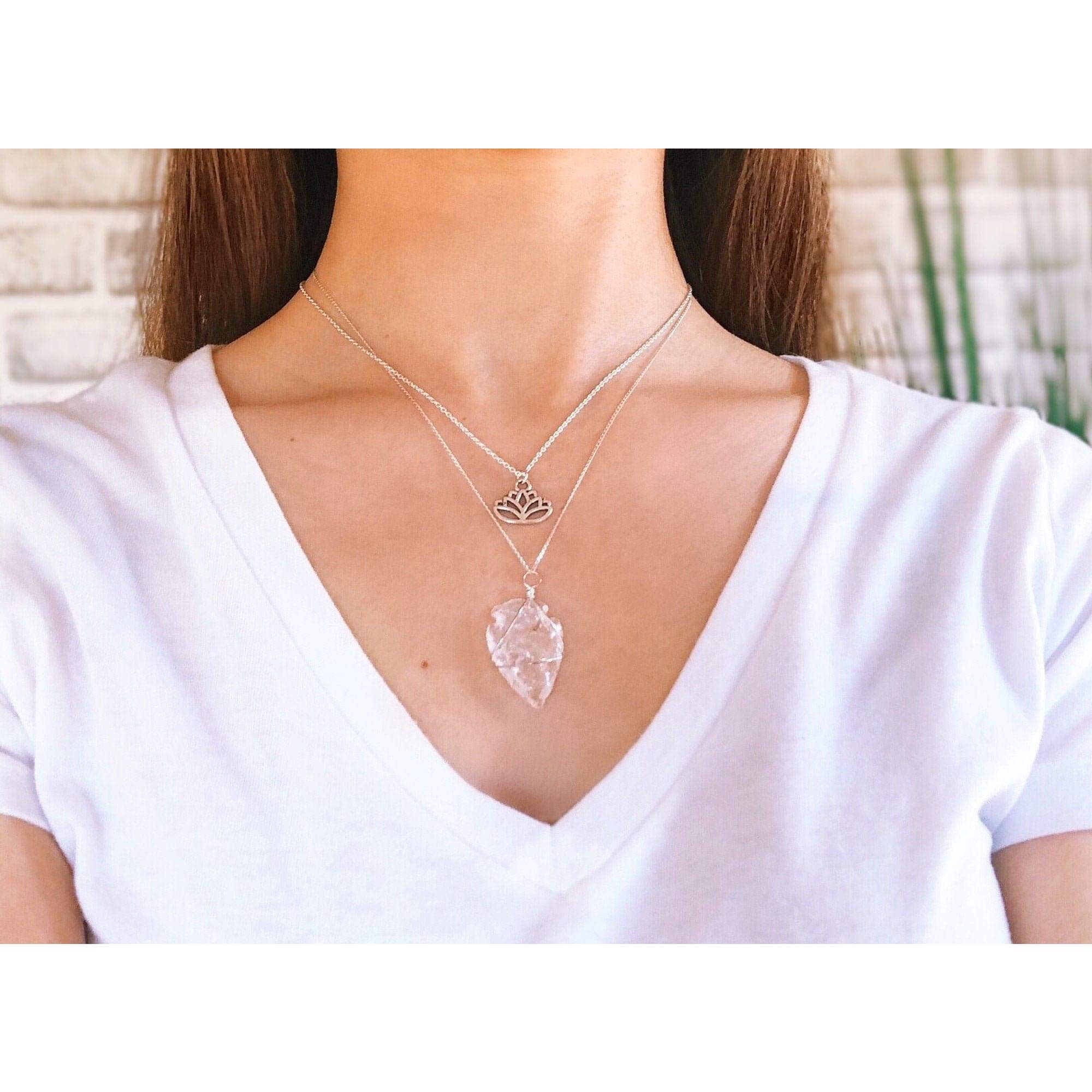 Crystal Layered Silver Necklace