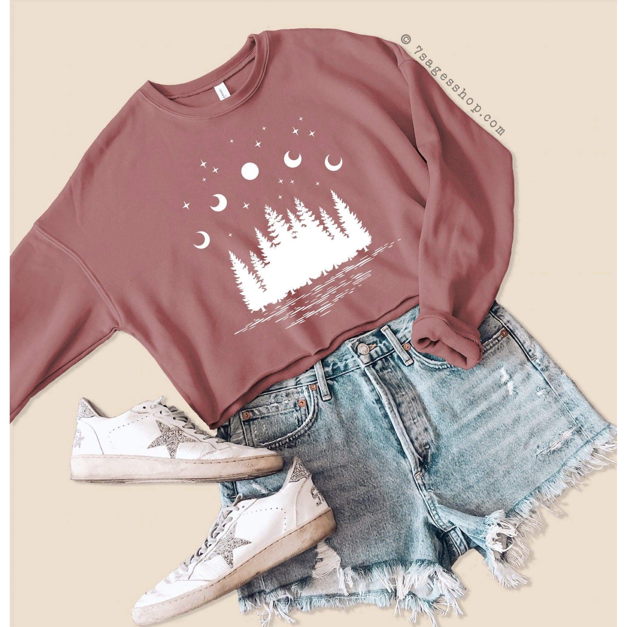 Forest Moon & Stars Cropped Sweatshirt