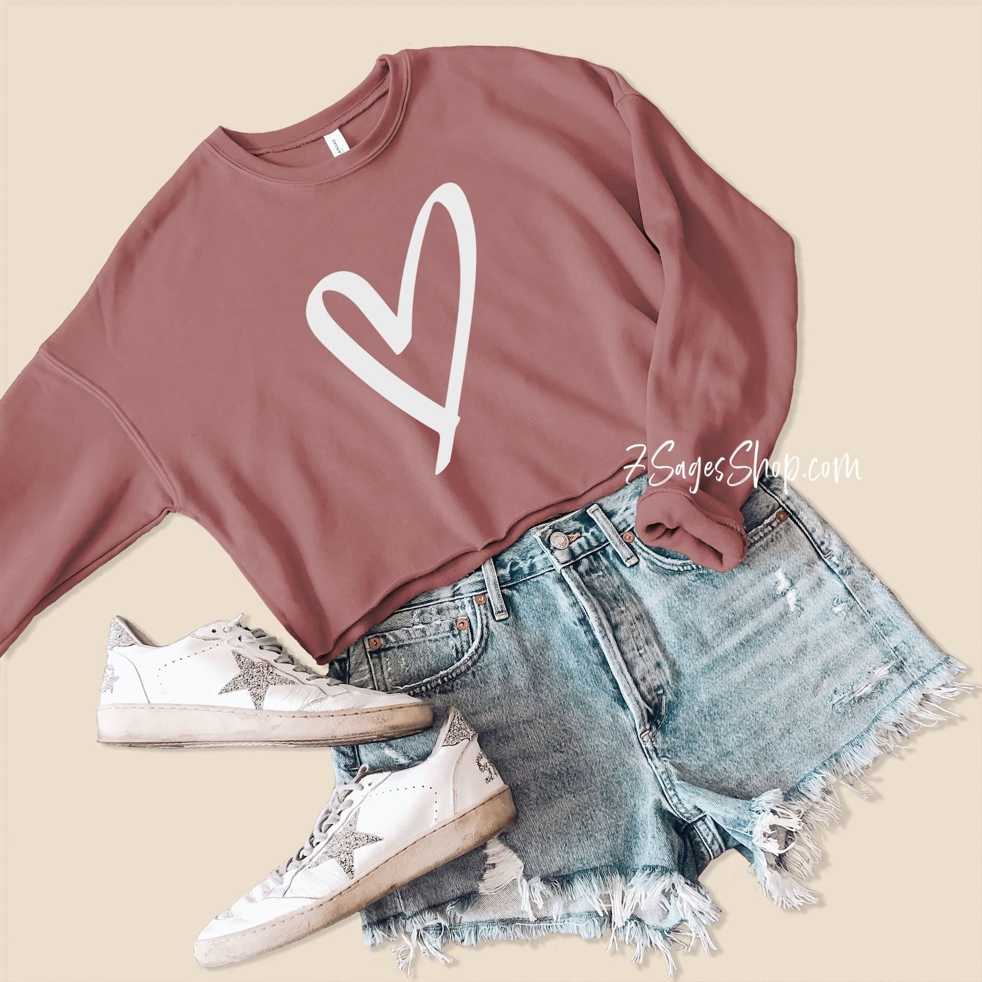 Heart Cropped Sweatshirt